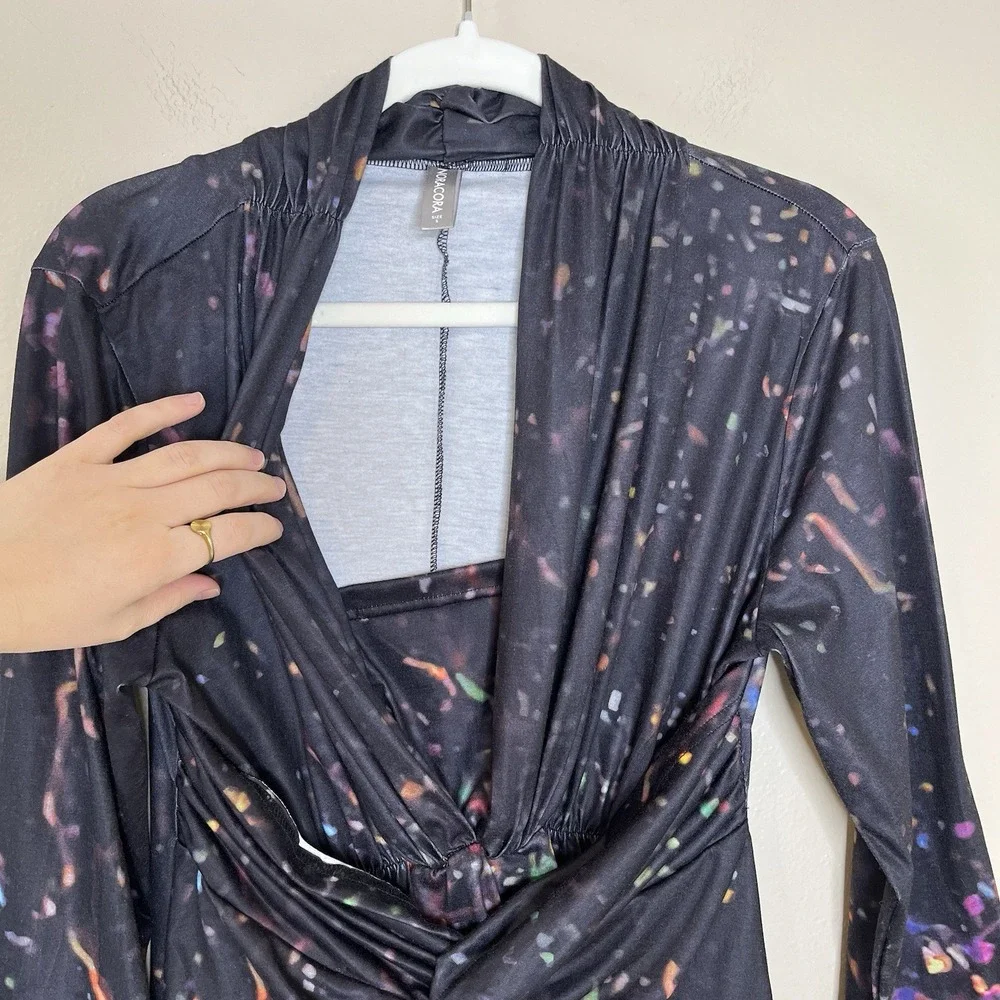 Women's Dress Whimsigoth Art To Wear Abstract‎ Evening Dark Romantic Long Sleeve - Picture 3 of 11